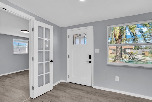 entryway with hardwood / wood-style floors