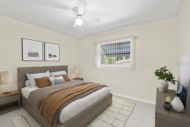 bedroom featuring ceiling fan