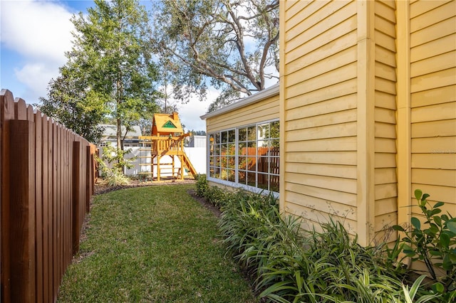 view of yard featuring a playground