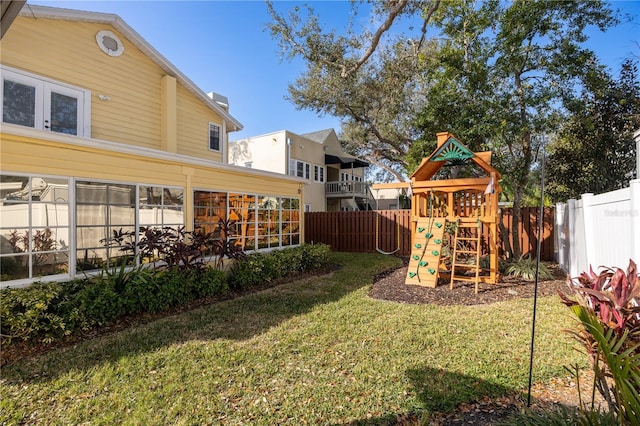 view of yard featuring a playground