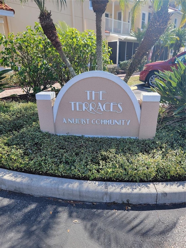 view of community sign