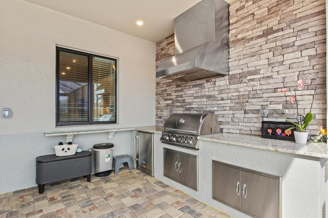 view of patio featuring area for grilling and grilling area