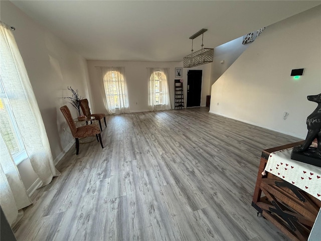 interior space with light hardwood / wood-style floors