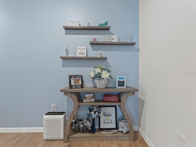 interior details with baseboards and wood finished floors