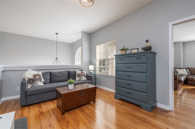 living area featuring light wood-type flooring