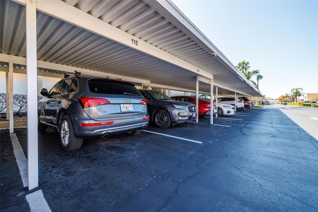 view of covered parking lot