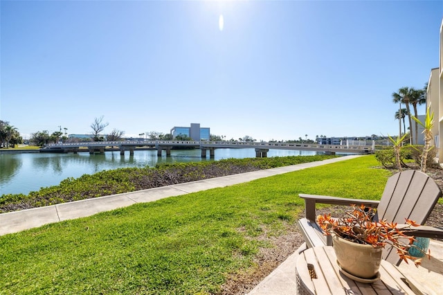 exterior space featuring a water view