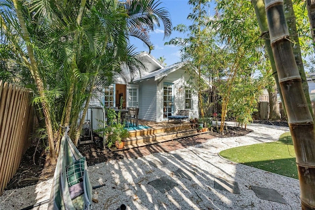 exterior space featuring a wooden deck