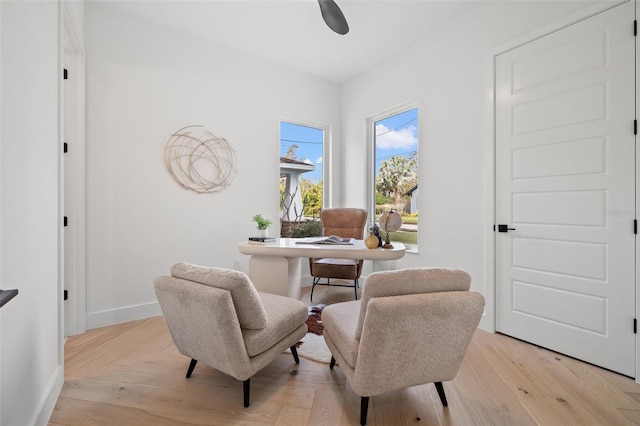 office area featuring light hardwood / wood-style floors