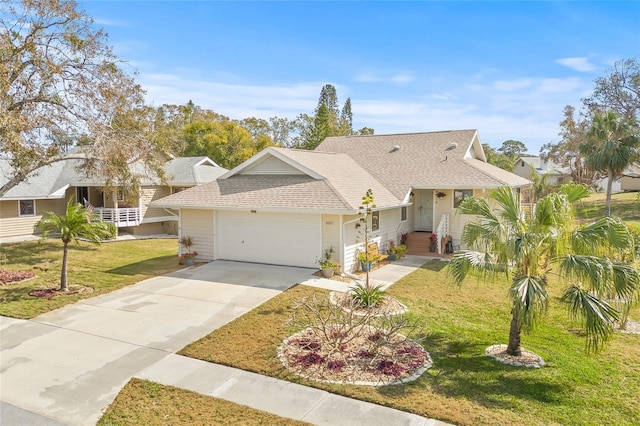 view of front of home with a garage and a front yard