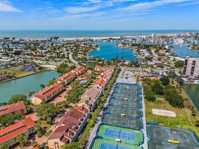 bird's eye view featuring a water view