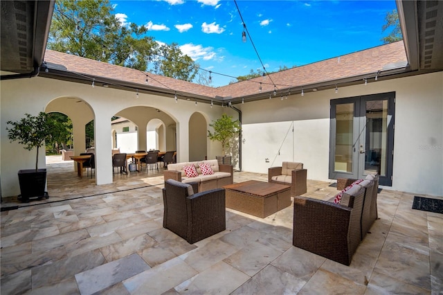 view of patio featuring an outdoor hangout area and french doors