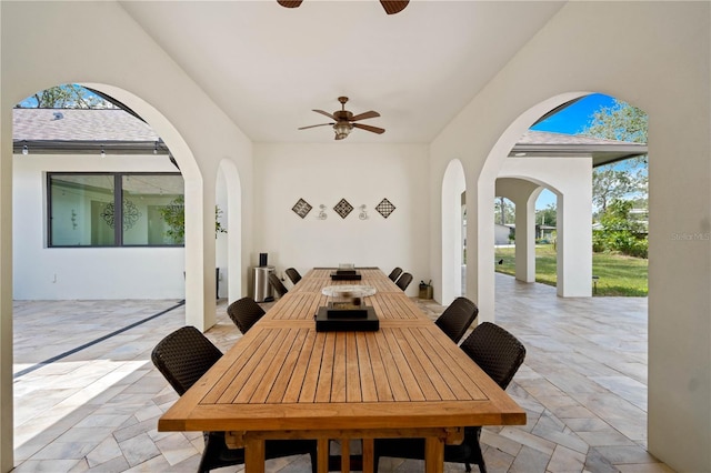 dining area with ceiling fan