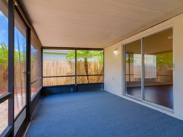 view of unfurnished sunroom