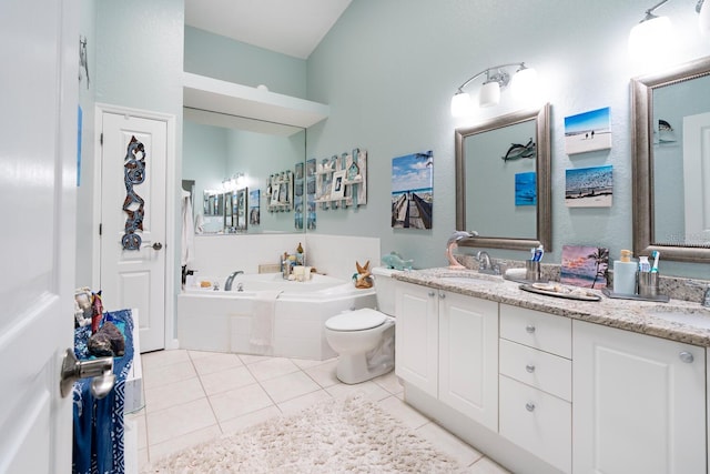 102 Brent Cir, Oldsmar, FL 34677 - full bathroom with a garden tub, double vanity, tile patterned flooring, and toilet