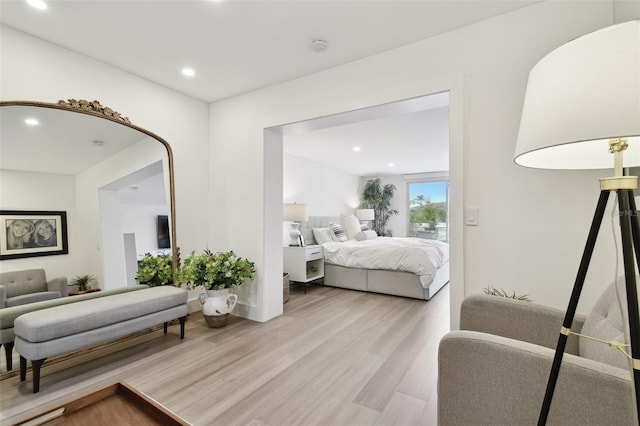 bedroom featuring light wood-type flooring