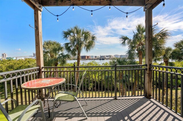 balcony with a water view