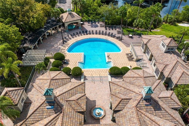 view of pool with a gazebo and a patio area