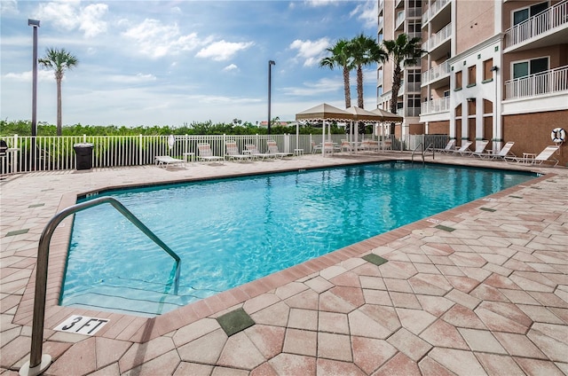 view of pool featuring a patio area