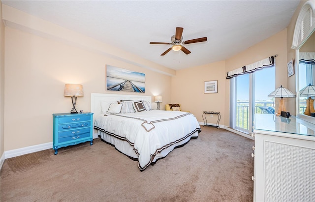 bedroom with carpet flooring and ceiling fan