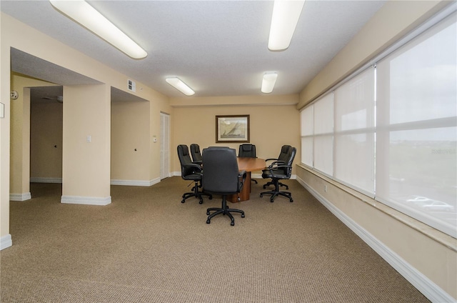 home office featuring light colored carpet