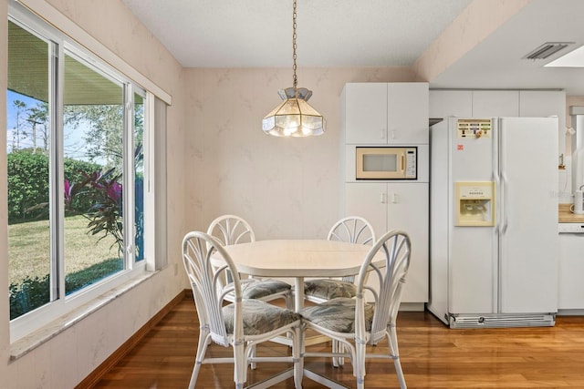 dining room featuring dark wood-type flooring and plenty of natural light