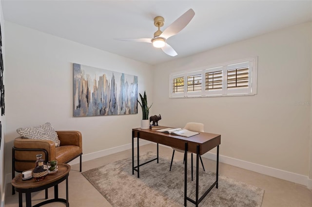 office area featuring ceiling fan