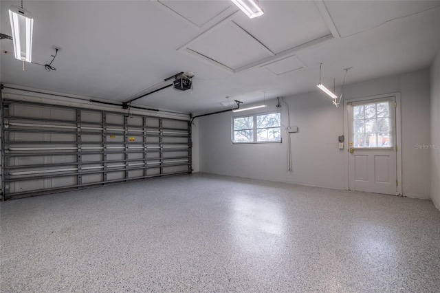 garage with a garage door opener