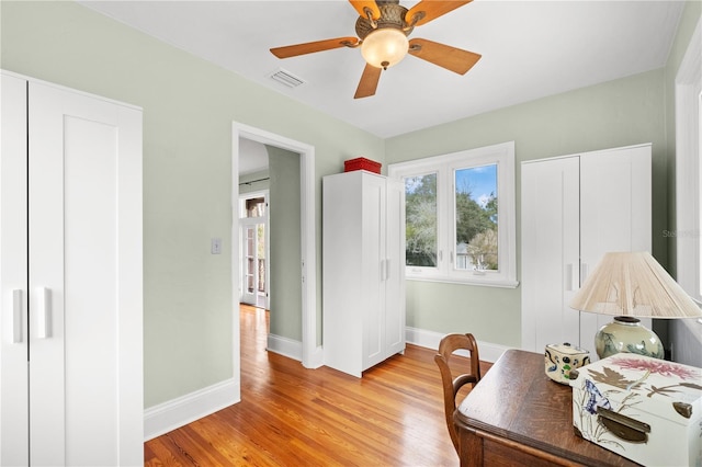 6010 17th Ave S, Gulfport, FL 33707 - office area with ceiling fan and light hardwood / wood-style flooring