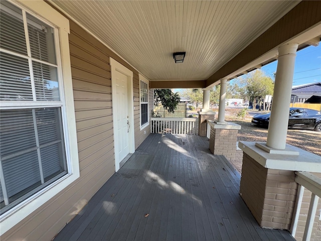 wooden deck with covered porch