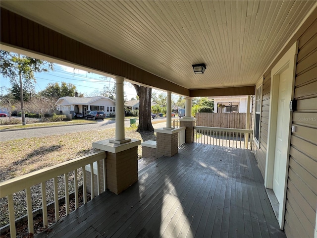 wooden deck with covered porch