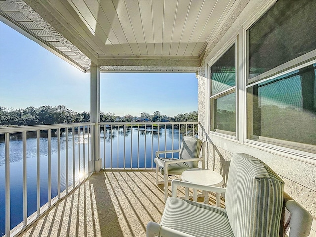 balcony with a water view