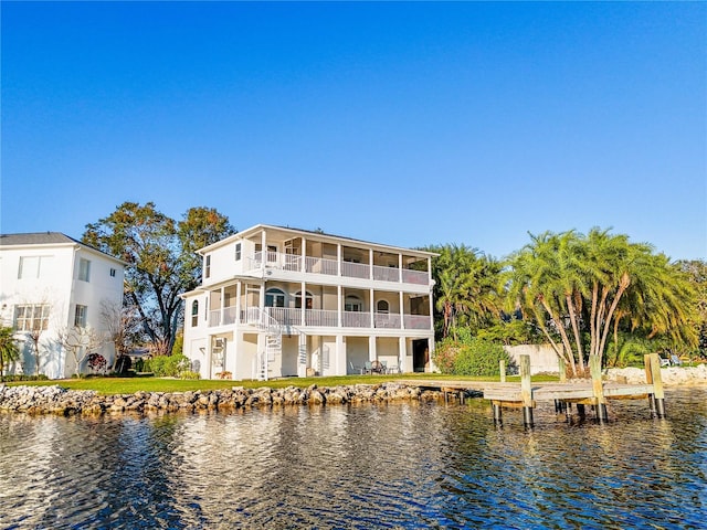 exterior space featuring a boat dock