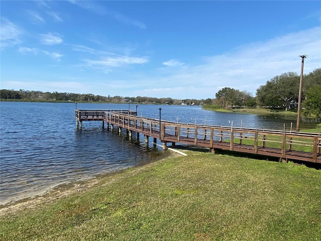 dock area featuring a water view