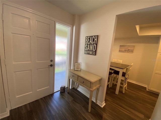 foyer entrance with dark hardwood / wood-style floors