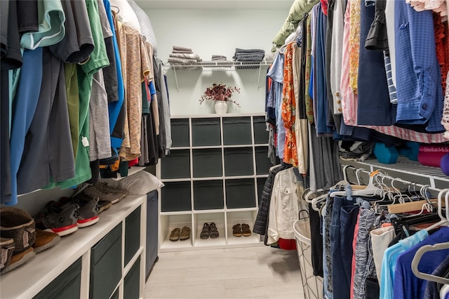 spacious closet featuring light wood-type flooring