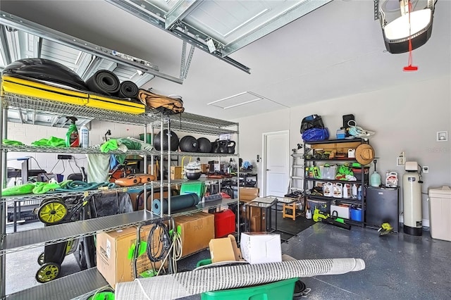 garage with a garage door opener