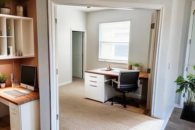 view of carpeted home office