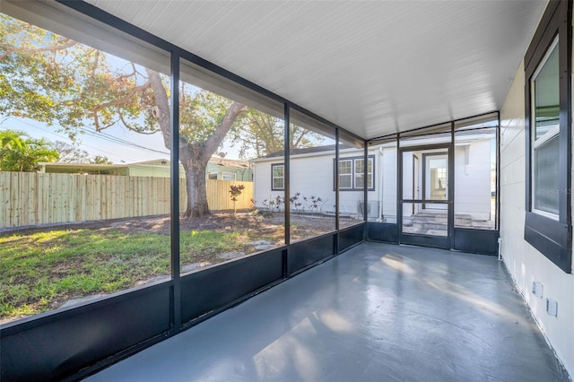 view of unfurnished sunroom