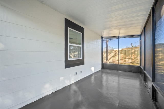 view of unfurnished sunroom