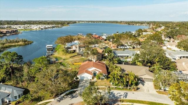 bird's eye view featuring a water view