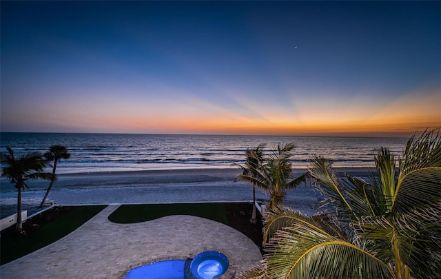 property view of water with a beach view