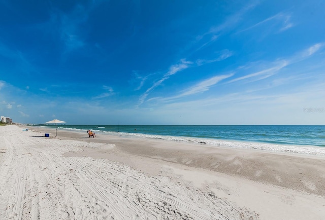 property view of water with a beach view