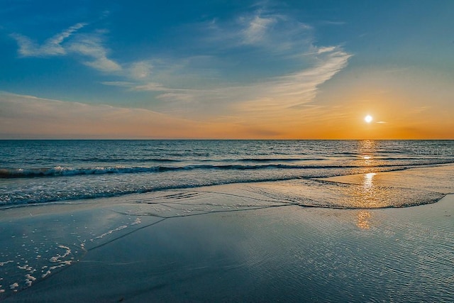 property view of water with a beach view