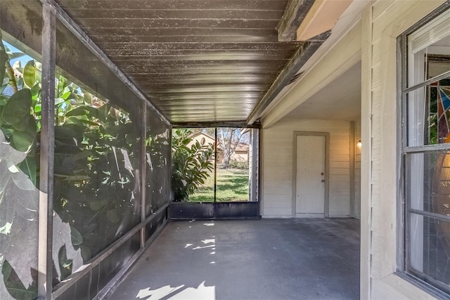 view of unfurnished sunroom