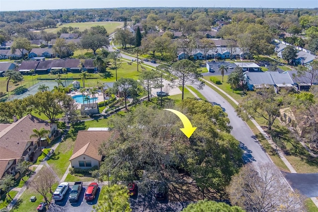 drone / aerial view featuring a residential view