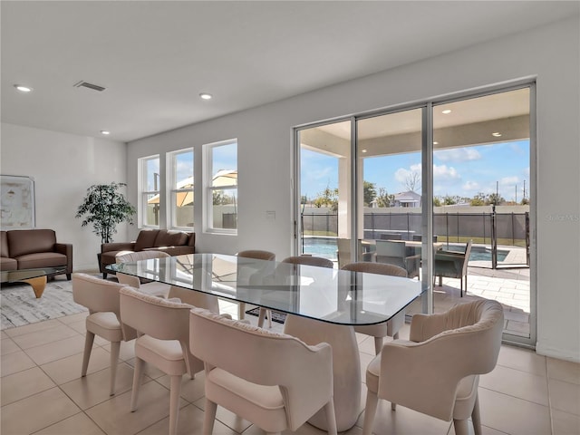 view of tiled dining space