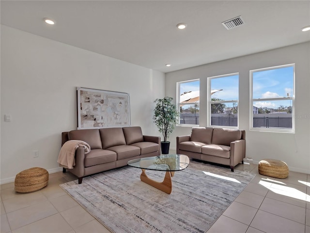 view of tiled living room