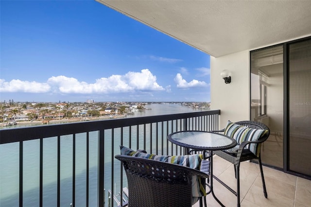 balcony with a water view