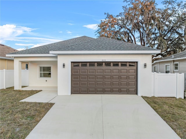 view of front facade featuring a garage and a front lawn